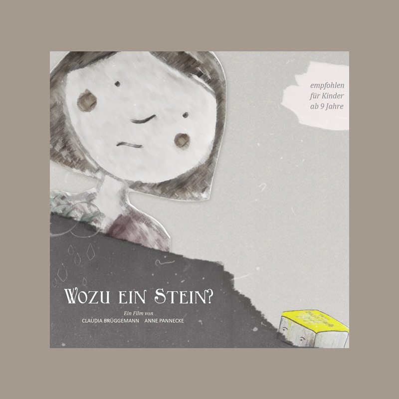 Cover for short movie "Wozu ein Stein" with girl and stumbling block